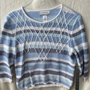 Alfred Dunner Light Blue and White Patterned Sweater petite xl